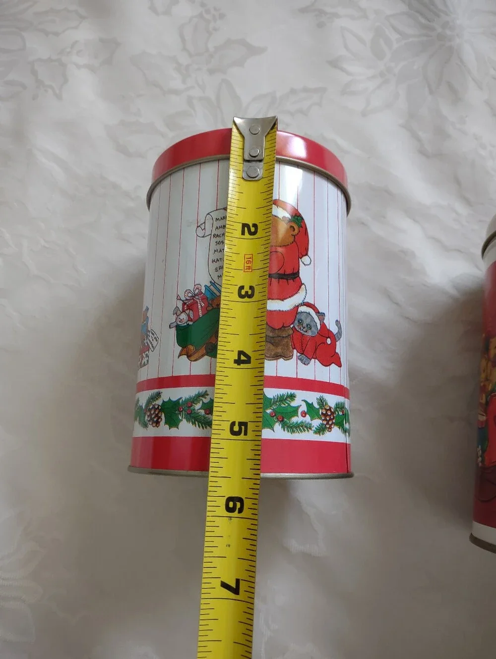 Vintage Teddy Bear Holiday Tin Cans With Lid